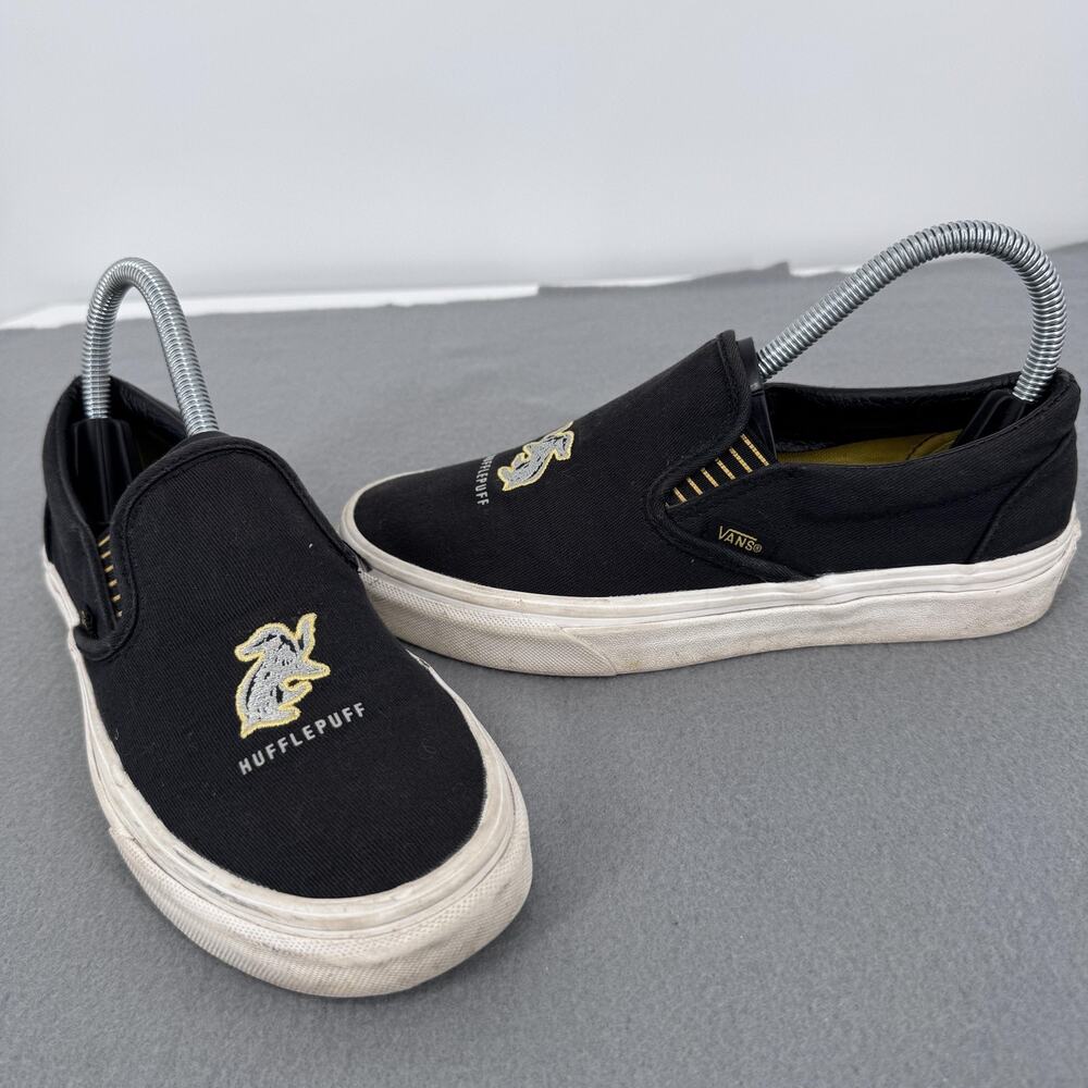 Vans Harry Potter Hufflepuff Slip On Shoes Womens 6 Mens 4.5 Black Yellow Canvas